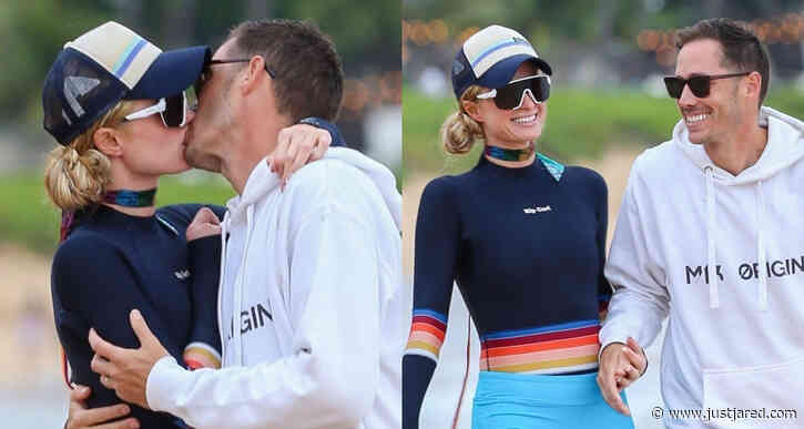 Paris Hilton & Husband Carter Reum Share Sweet Kiss on Vacation in Maui