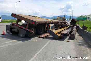 Traffic delays on Sumas Way in Abbotsford after semi spills metal beams - Abbotsford News