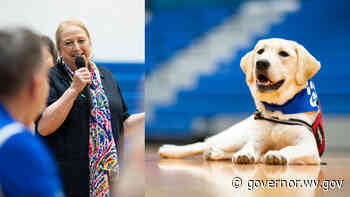 First Lady Justice introduces newest Friends With Paws therapy dog in Pup Rally at Lewis County High School - Governor Jim Justice