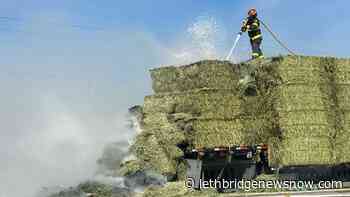 Tractor trailer hauling hay catches fire west of Coalhurst - Lethbridge News Now