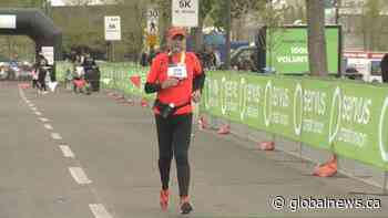 73-year-old Calgary man runs half marathon to help in the long journey of caring for wife with dementia - Global News