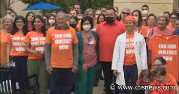 OC trauma surgeons and medical professionals wear orange to protest against gun violence - CBS Los Angeles