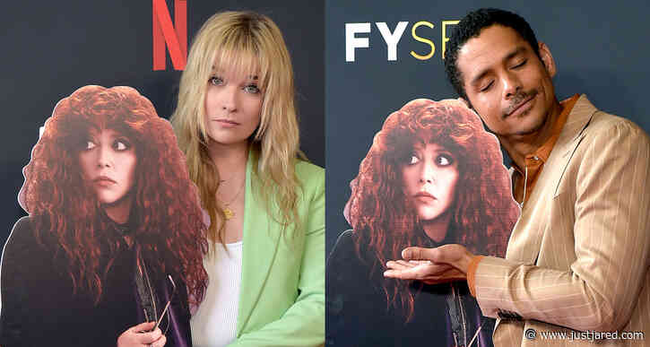 Annie Murphy & Charlie Barnett Pose with Cardboard Cutout of Natasha Lyonne at 'Russian Doll' FYC Event