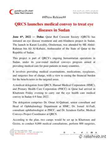 QRCS launches medical convoy to treat eye diseases in Sudan [EN/AR] - Sudan - ReliefWeb