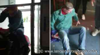 Burnley: Footage shows man riding horse into pub before he and his pint go flying