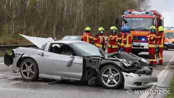 Unfall bei Tornesch: Beim Auffahren auf die A23: Corvette-Fahrer kracht frontal in Leitplanke - shz.de