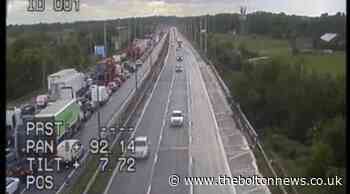 Eccles Interchange: Delays on M62 and M60 after crash