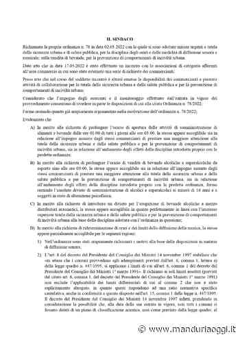 MANDURIA - Altra ordinanza sulla movida: il sindaco annulla alcune disposizioni restrittive contenute nella precedente - ManduriaOggi