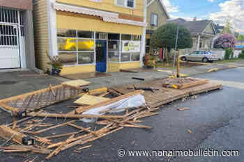 Street-side patio destroyed at Breakfast Nook restaurant at Nanaimo’s Old City Quarter