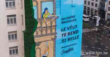 Deelfietsbedrijf Swapfiets onthult muurschildering aan Rogierplein | Brussel | hln.be - Het Laatste Nieuws