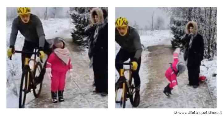 Il ciclista che fece cadere una bambina con una ginocchiata chiede 4500 euro al papà di lei per aver diffuso il video