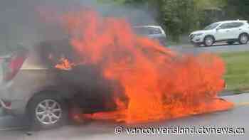 Firefighters douse car fire on Pat Bay Highway in Saanich - CTV News VI