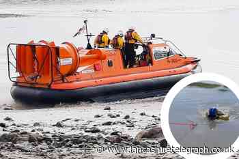 WATCH: Dog rescued after being cut off by tide on Lancashire coast