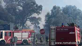 Incendio a bordo strada: chiuso tratto della via Aurelia