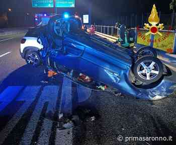 Auto si ribalta sulla A9 - Prima Saronno