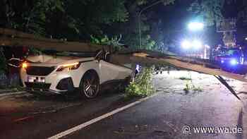 Iserlohn/NRW: Baum stürzt auf B236 - und zerquetscht Auto regelrecht - wa.de