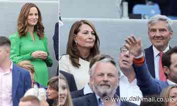 Pippa Middleton is glowing in green at Buckingham Palace - Daily Mail