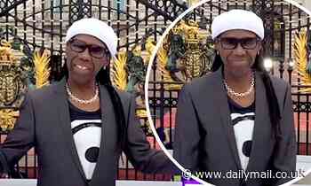 Nile Rodgers poses in front of Buckingham Palace as he rehearses for Platinum Jubilee concert - Daily Mail
