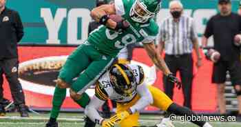 Riders scratch past Tiger Cats 30 13 in CFL opener