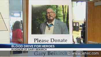 Giving blood, in honor of American war hero, Gary Beikrich