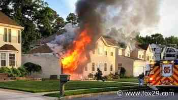 Officials: Garage engulfed in flames, firefighters injured in fire at Gloucester County home - FOX 29 Philadelphia