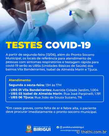 Secretaria de Saúde de Birigui define novos pontos de referência para testagem rápida para covid-19 - Portal Thathi