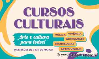 Secretaria de Cultura e Turismo de Birigui oferece 354 vagas para 13 cursos gratuitos - birigui.sp.gov.br