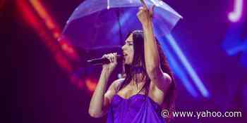 Dua Lipa’s Purple Mini Dress Will Totally Transport You Back to the Best of the ‘80s - Yahoo Life