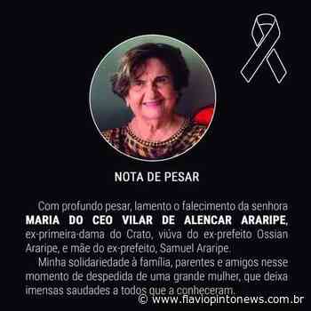 Corpo de ex-primeira dama do Crato será sepultado hoje em Fortaleza - Flavio Pinto News