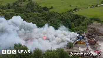 Burnley firefighters battle huge industrial blaze
