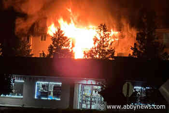 PHOTOS: Two people flown to hospital with serious burns following Mission apartment blaze