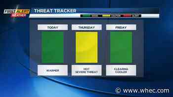 Yellow Alert: storms possible late tonight, better chance for a severe storm Thursday