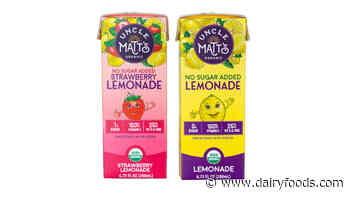 Uncle Matt’s Organic launches no-sugar-added juice boxes in Strawberry and Lemonade