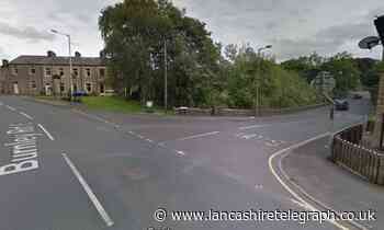 Road closed and queuing traffic after crash