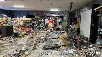 2 arrested after stolen truck crashes into Brandon store, pulls out ATM - CBC.ca