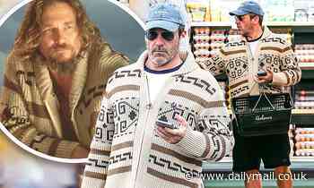 Jon Hamm rocks sweater made famous by The Big Lebowski's The Dude while shopping in Hollywood - Daily Mail
