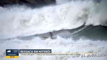 Ressaca leva ondas gigantes a Itacoatiara, em Niterói - Globo