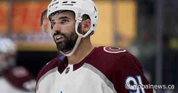 Avalanche forward Nazem Kadri skates with stick for 1st time since injuring thumb