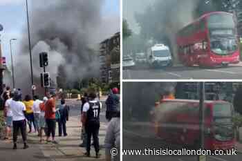 Lambeth: Bus on fire in Streatham Hill