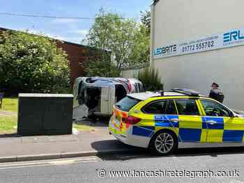 Man suffers 'major trauma' after crashing with ambulance and flipping car