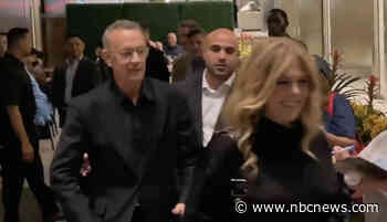 Video shows Tom Hanks telling fans to 'back off' after they bump into his wife Rita Wilson