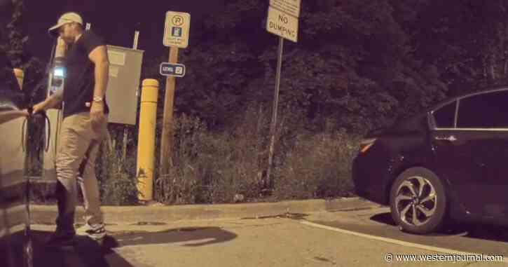 Camera Catches Pickup Truck Driver Unplugging Electric Car While Its Owner Sleeps Inside