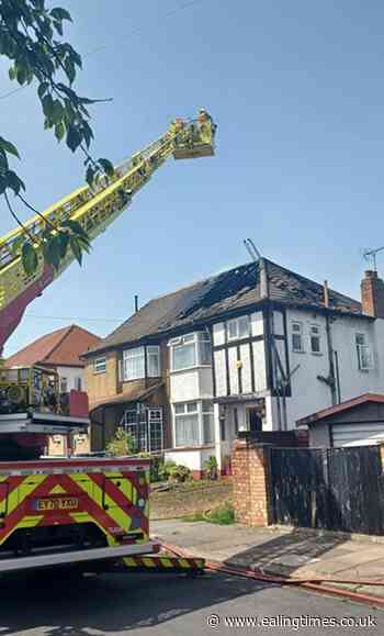Crews use turntable ladder to tackle Greenford house blaze