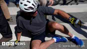 President Biden falls off bike after ride in Delaware