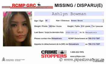 Wetaskiwin RCMP request assistance locating missing Wetaskiwin teen – The Pipestone Flyer - Pipestone Flyer
