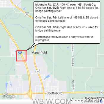 Bridge painting to close lanes on I-65 in Scott County - WBIW.com