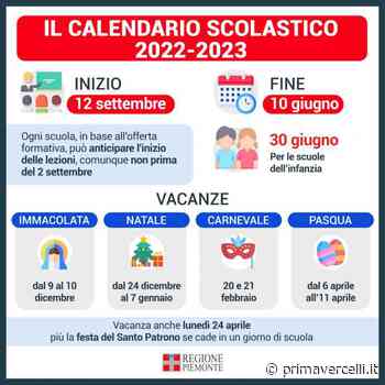 Nuovo calendario scolastico 2022-2023 - Prima Vercelli