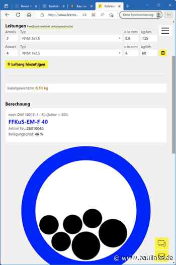 Leerrohrkonfigurator von Fränkische für die Elektroinstallation