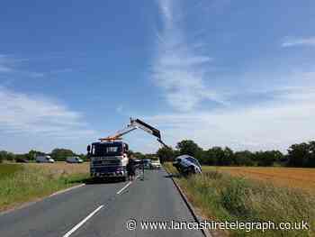 Abandoned Land Rover found upside down in ditch with driver nowhere to be seen