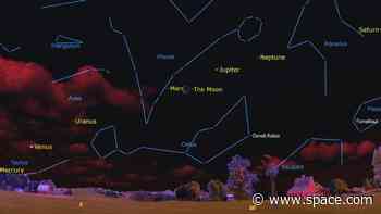 The moon will swing by Mars early Wednesday morning as it continues its planetary tour